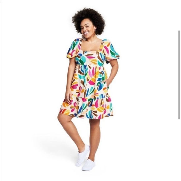 Women's Botanical Print Puff Sleeve Mini
Dress - Tabitha Brown - Picture 4 of 7